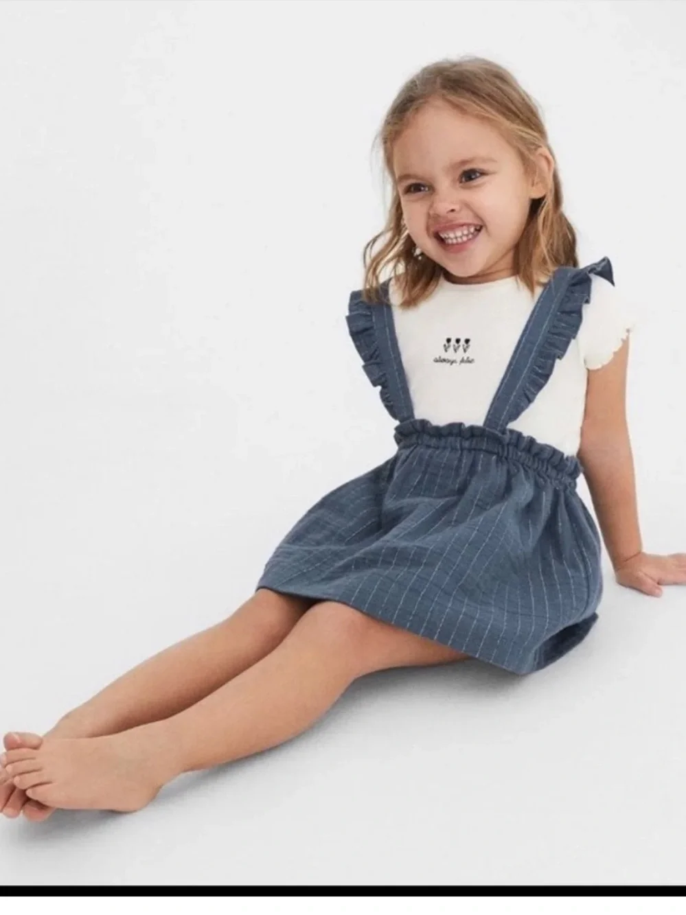 Toddler Girls Micro Corduroy Suspender Style Jumper